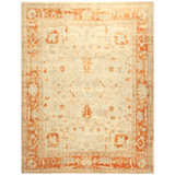 Oushak Oriental Hand-Knotted Wool Ivory/Rust Area Rug