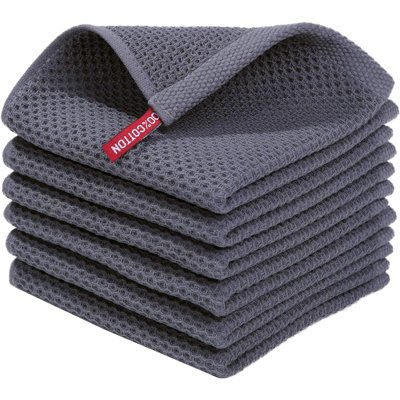 Linges à vaisselle 100% coton tissé gaufré, linges à vaisselle à séchage rapide absorbant ultra doux, paquet de 6