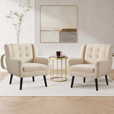 Ensemble de 2 fauteuils capitonnés rembourrés à dossier large