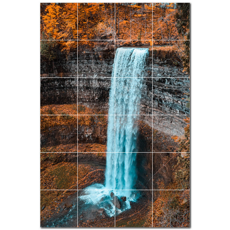 Murale en céramique satinée 8 "x 8" Waterfalls Photo