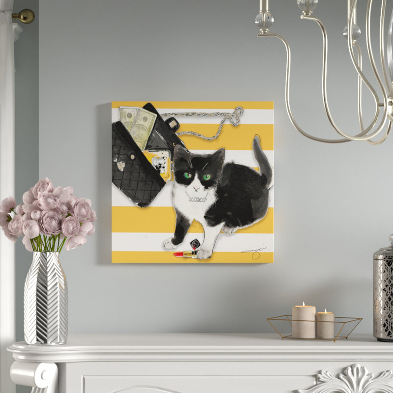 «Purrfection», reproduction de peinture à l'aquarelle sur toile, H 36 po x l 36 po x P 1,5 po, Toile tendue