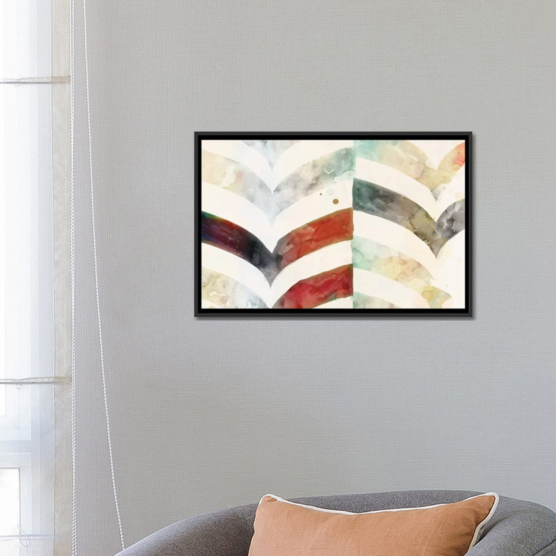 «Chevron Evening», reproduction sur toile, H 18 po x l 26 po x P 1,5 po, Toile avec cadre noir, Pas de tapis