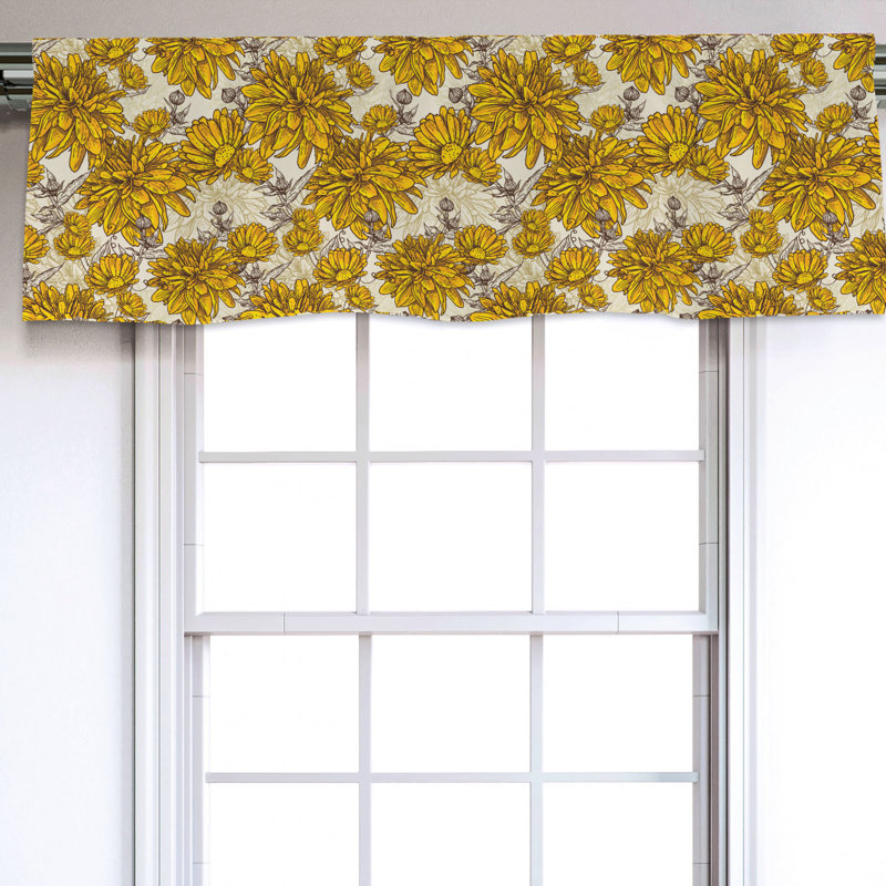 Sateen Floral Ruffled Window Valance