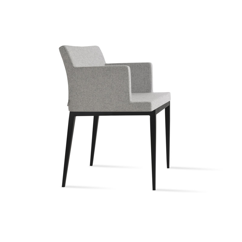 Soho Upholstered Back Arm Chair, Black, Silver Wool