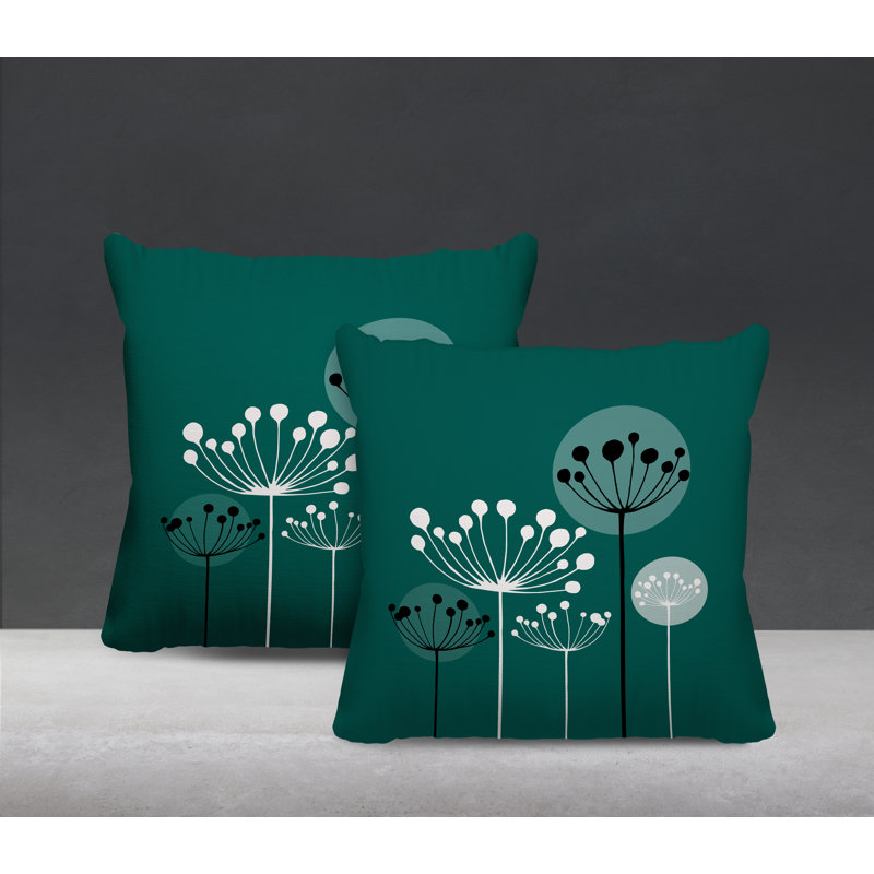 Housse et insert de coussin décoratif intérieur / extérieur en mélange de polyester, L 19 po x H 19 po, Émeraude