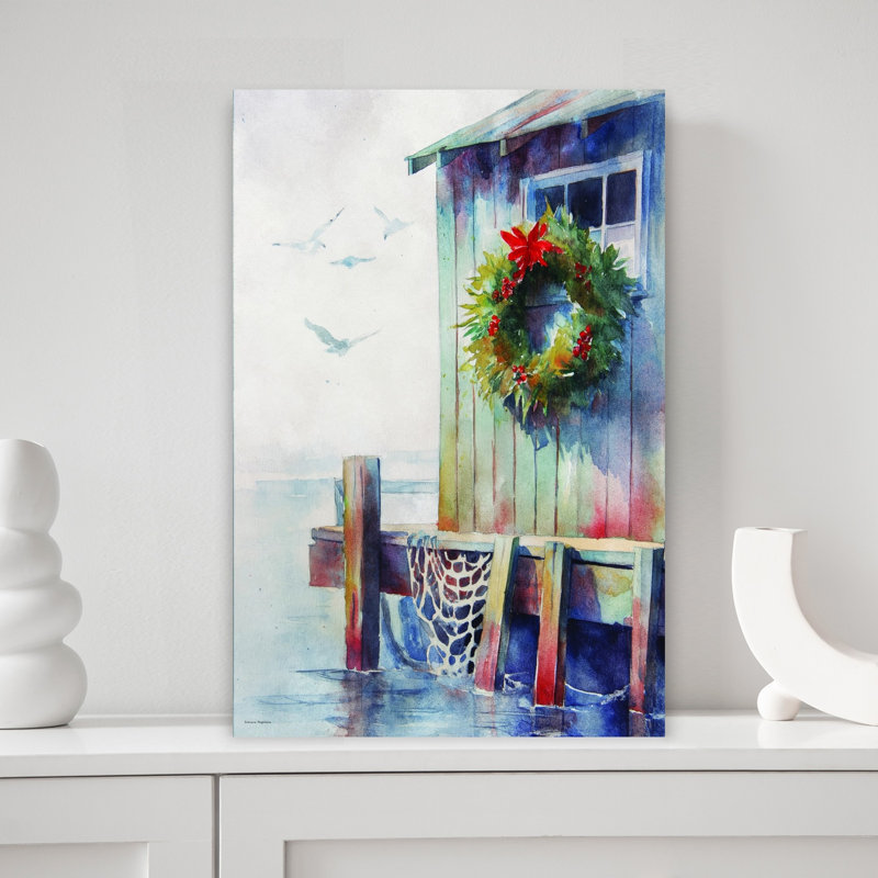 Art mural de Noël, bord de mer, nature rustique, bord de mer, H 12 po x l 18 po