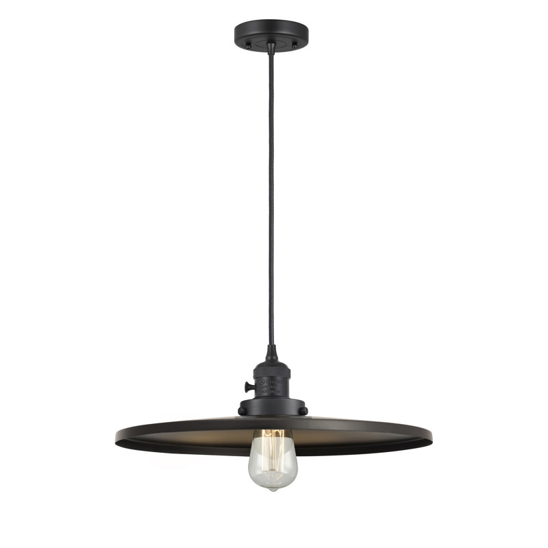 Luminaire suspendu simple 1 lumière, H 5,88 po x l 16 po x P 16 po, Noir mat, Noir mat