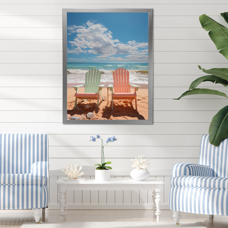 Nautique et plage, art mural sur toile, H 40 po x l 30 po x P 1,5 po, Cadre photo argenté