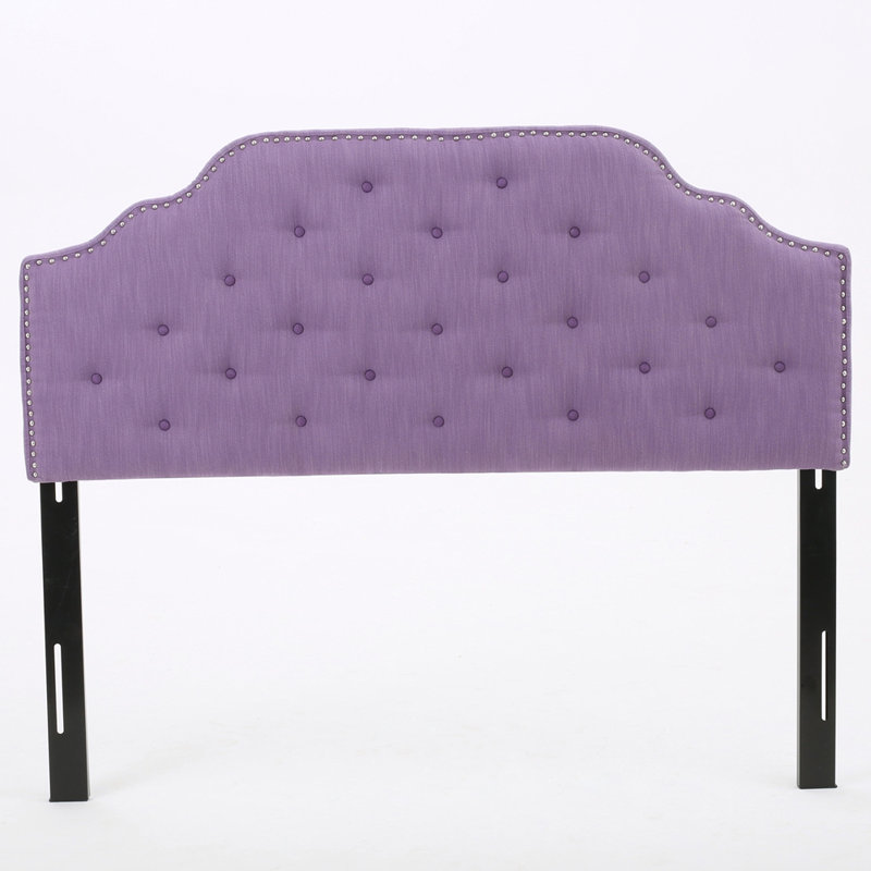 Tufted Upholstered Headboard With Durable Metal Legs, Purple