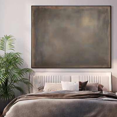 Extra Large Wall Art Fabric Print - Warm Neutral Gradient Abstract Field Artwork Decor for Living Room or Bedroom - "Frame Assembly Required (Unfinished Frame)"