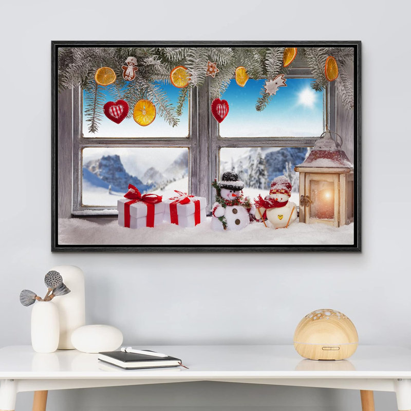 Célébration de Noël, impression, H 16 po x l 24 po, Cadre flottant noir