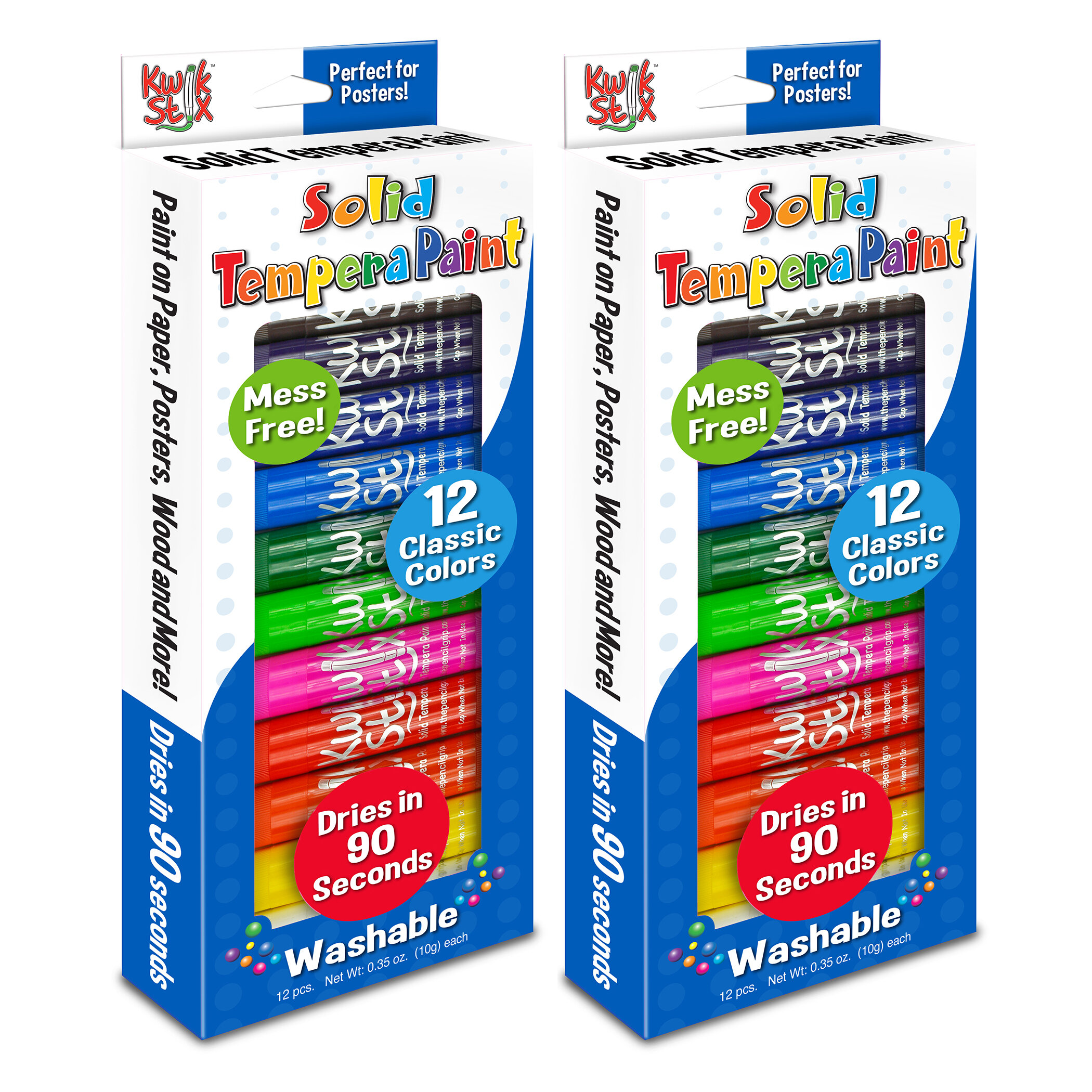 Kwik Stix Solid Tempera Paint Sticks Single Color BLACK, 12 Count Box  -TPG-60010