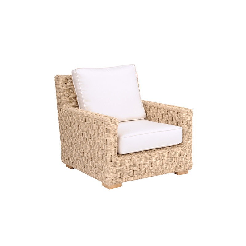 St. Barts Outdoor Lounge Chair, St. Barts Natural Rope, Canvas Navy Sunbrella® Canvas