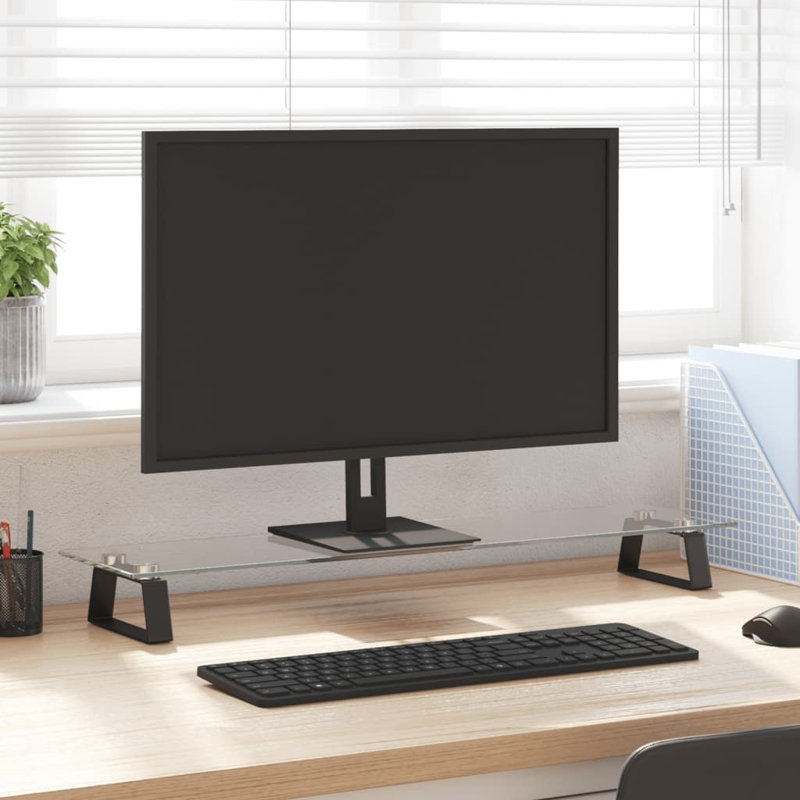 Dashira Monitor Stand, 8cm H x 80cm W x 20cm D, Black