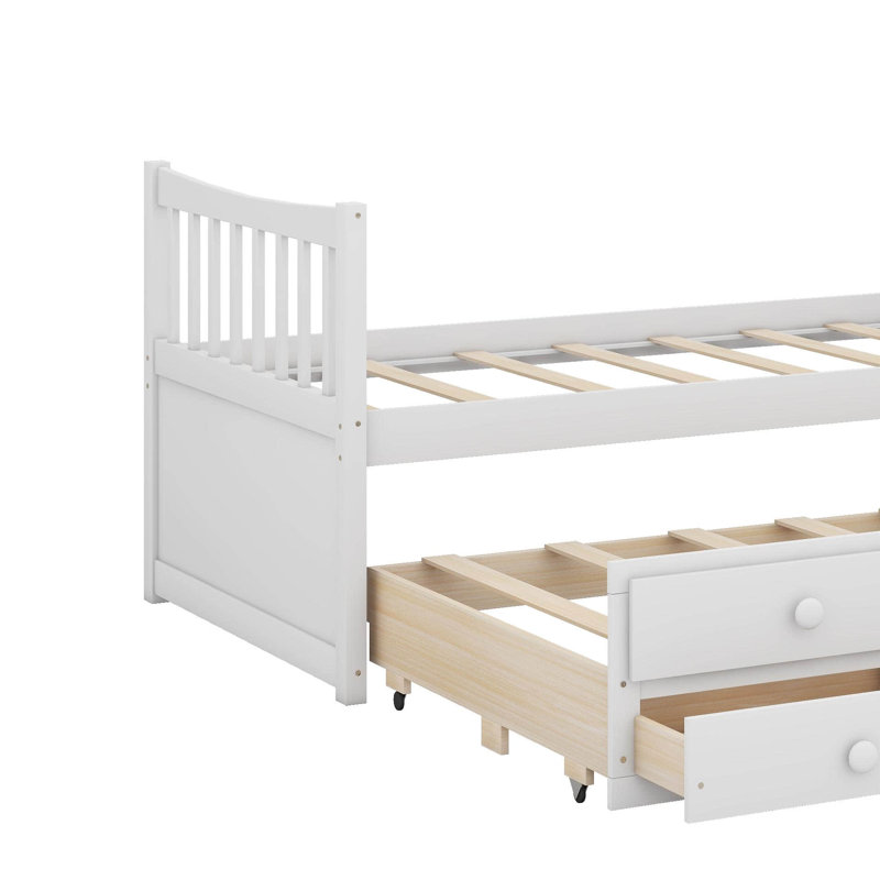 Lit de jour simple avec tiroirs et couchette, Blanc