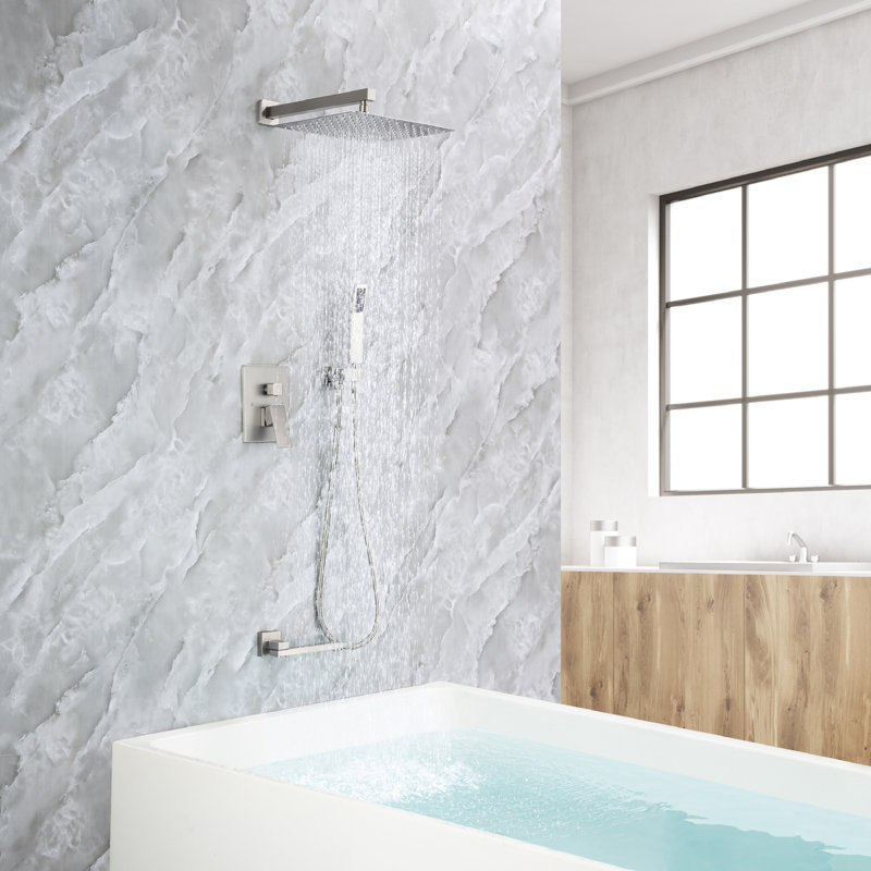 Complete Shower System with Rough-in Valve, Brushed Nickel