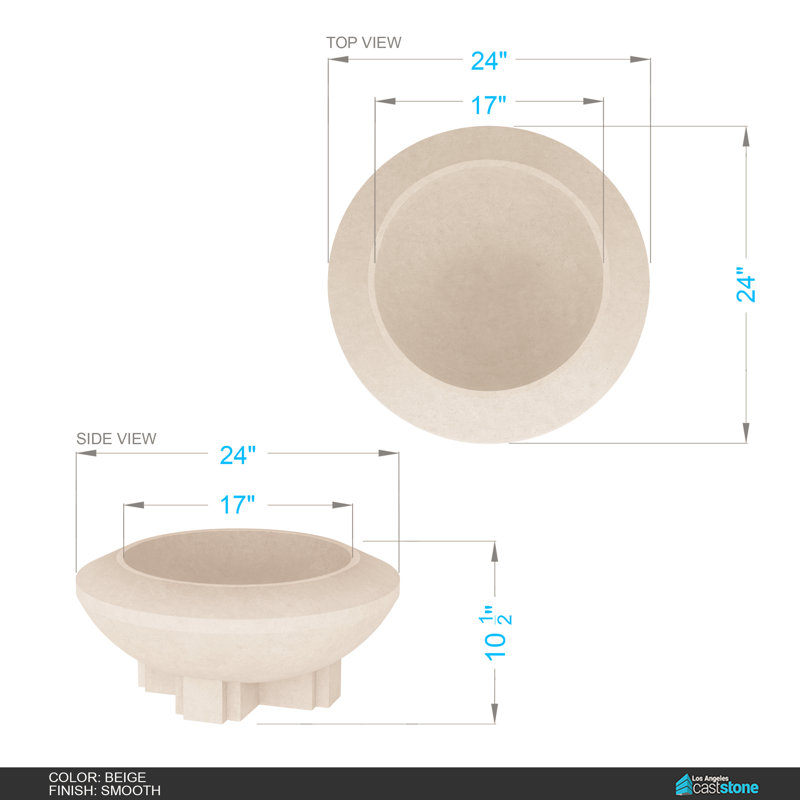Foyer en béton 24 pouces, Beige lisse