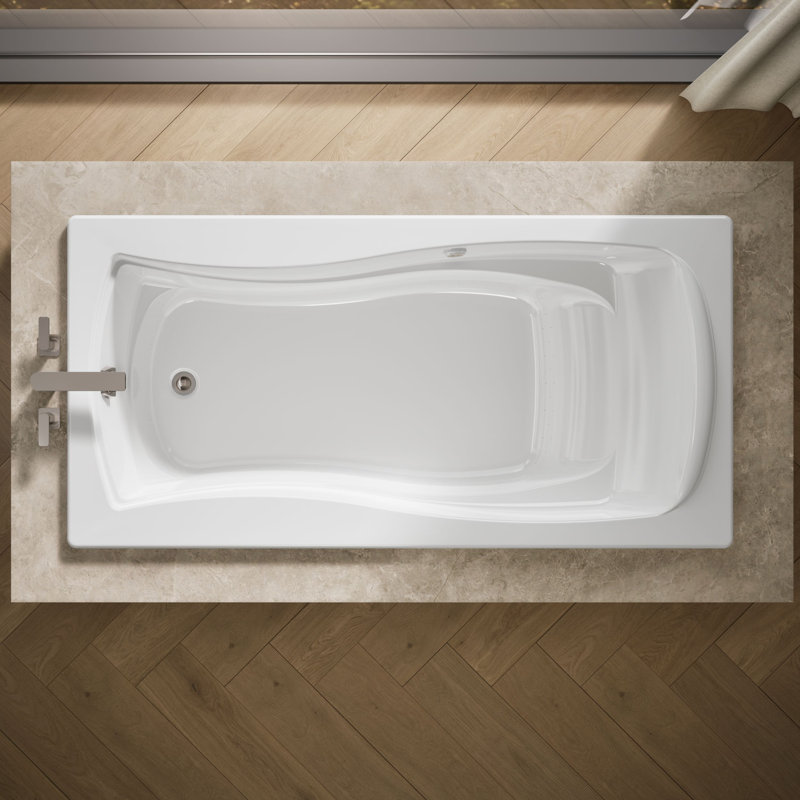 Mariposa 72.125-In X 36.125-In Drop-In Heated Bubblemassage Air Bath, White