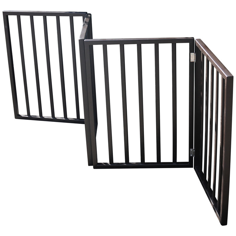 Barrière pour animaux en bois massif brun foncé - pliable pour faciliter le rangement de la porte et des escaliers Barrière élégante sans installation requise