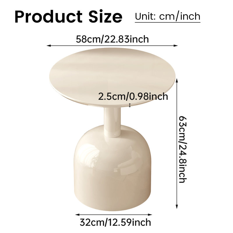 58 cm Cream White Round End Table