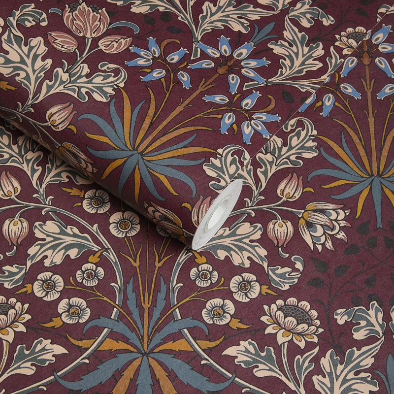 Hyacinth 9.84' L x 70.8" W Wallpaper Roll, Mulberry