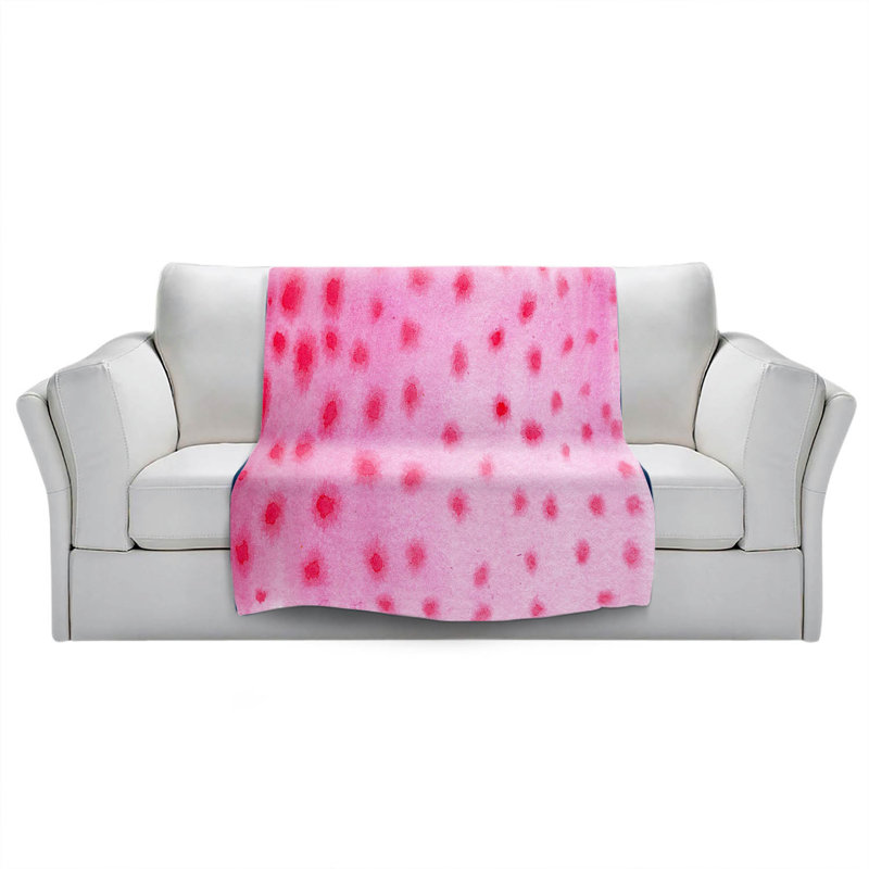 Hand Woven Throw Blanket, 51" x 60", Pink