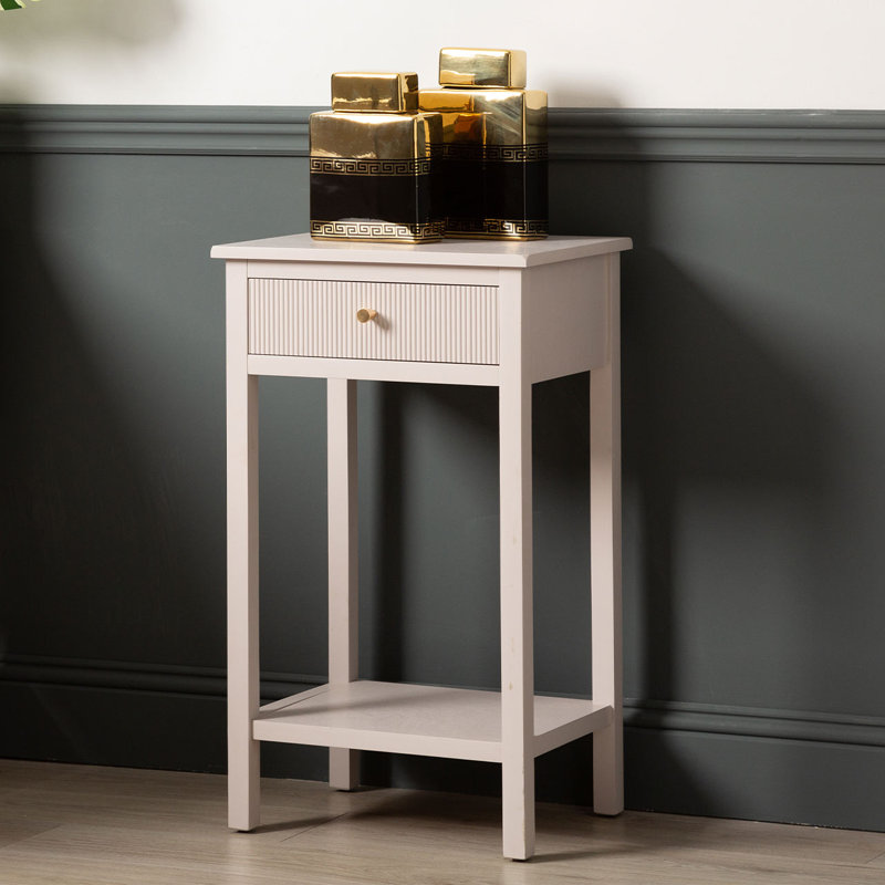 Flovilla 76cm Sofa Table, 1 Drawer Wooden Bedside End Table with Shelf Storage, Grey