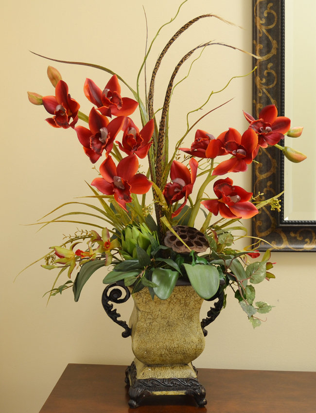 Floral Home Decor Faux Flowers Orchid Arrangement & Reviews Wayfair