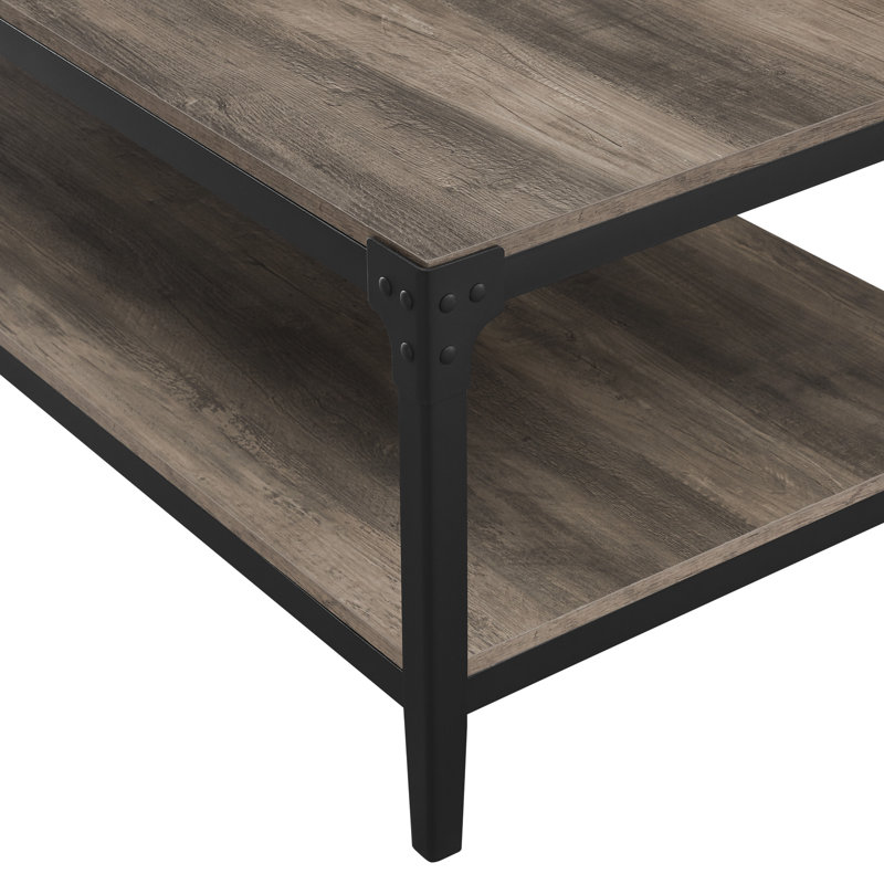 Vanwagenen Four Leg Coffee Table with Storage, Grey Wash