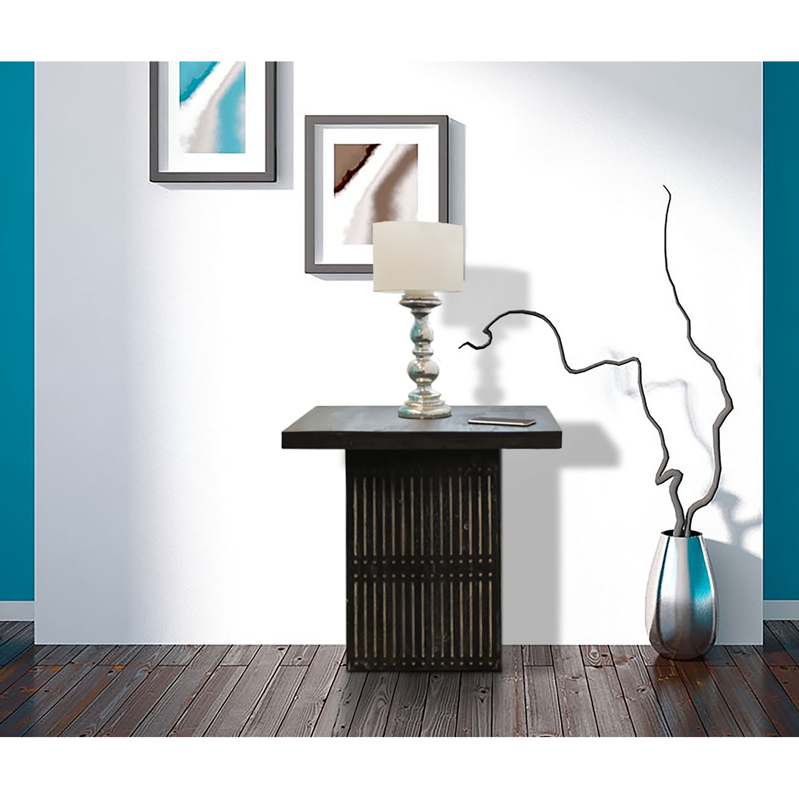 Isona Solid Wood End Table, Antique Brown