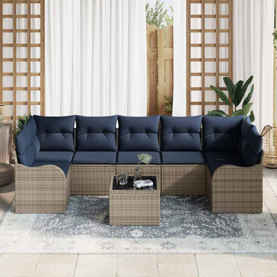  Ensemble de canapé de jardin 8 pièces 55 x 55 x 37 cm en rotin de polyester gris