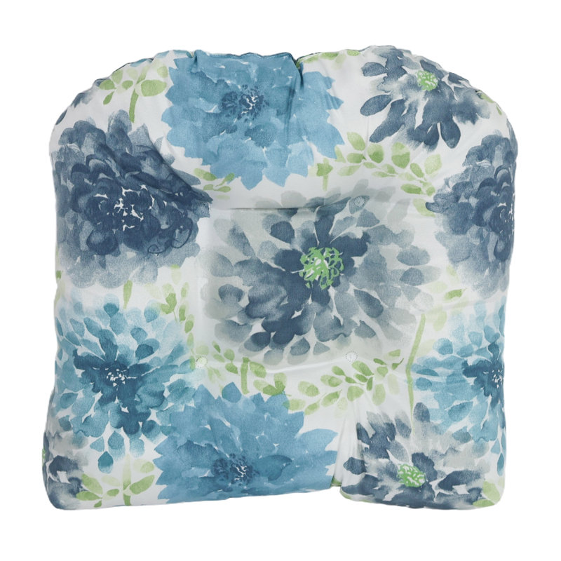 Ensemble de coussins de canapé d'extérieur à dossier arrondi (ensemble de 3), Blanc / bleu / floral gardénia