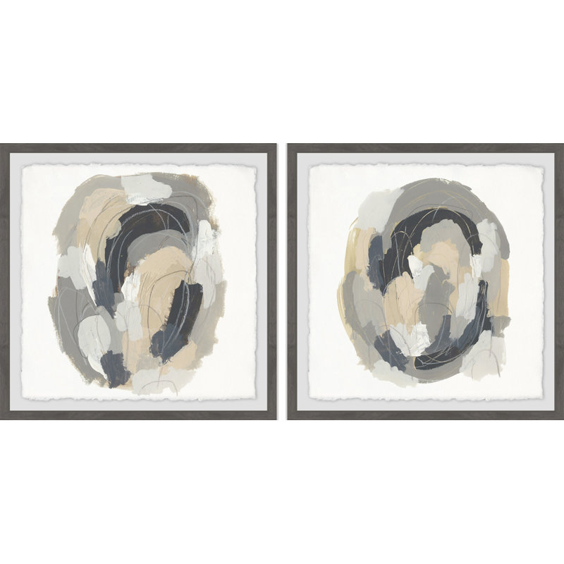 « neutral vortex v », ensemble de 2 reproductions de peintures à l’acrylique encadrées, H 12 po x l 12 po x P 1,5 po