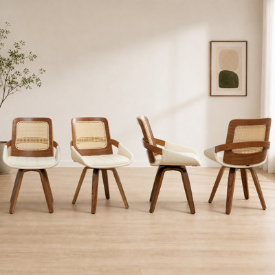 Gemi 20" W Vegan Leather Swivel Modern Dining Chair （Set Of 4)