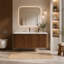 Meuble-lavabo rayé en noyer avec lavabo à surface solide blanc, conception flottante murale pour salle de bain moderne, pré-assemblé-1308030889-1308030933