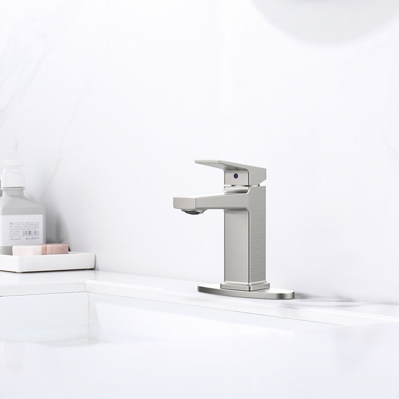 Exquisite Bathroom Sink Faucet In Brushed Nickel - Deck Mount, Resists Scratches, Smooth Operation, Water Efficient Flow Modern 1 Hole Corrosion, Aerator For Saving
