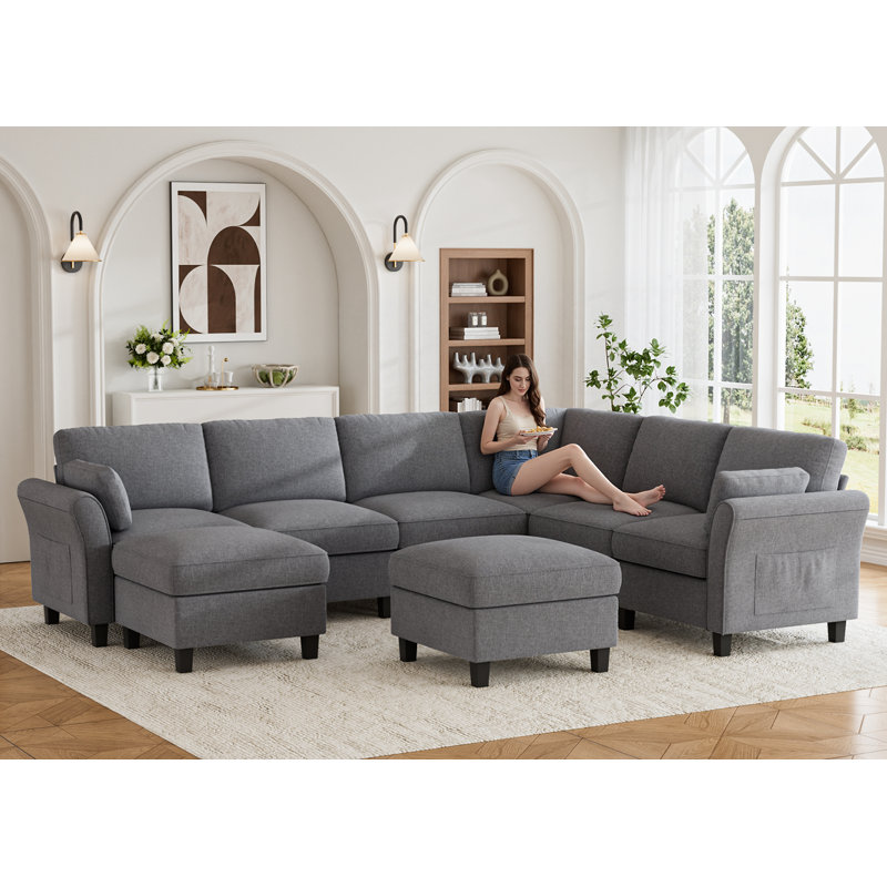 Canapé modulaire avec rangement 8 pièces, Tissu gris foncé