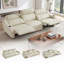 Canapé d'angle inclinable électrique en cuir véritable de 268 cm (105,51 po), position zéro gravité, ports de chargement USB et éclairage d'ambiance dans les accoudoirs, beige-363986672