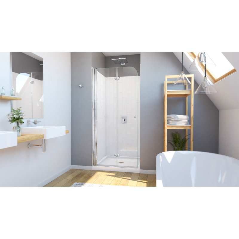 Aqua 36'' W x 36'' D x 78'' H Frameless Square Shower Kit with Fixed Panel and Base Included