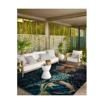 Tapis tissé à motif botanique et lavable