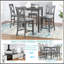 Ensemble de salle à manger 5 pièces en bois avec table carrée et 4 chaises rembourrées, parfait pour les petits espaces et les repas élégants