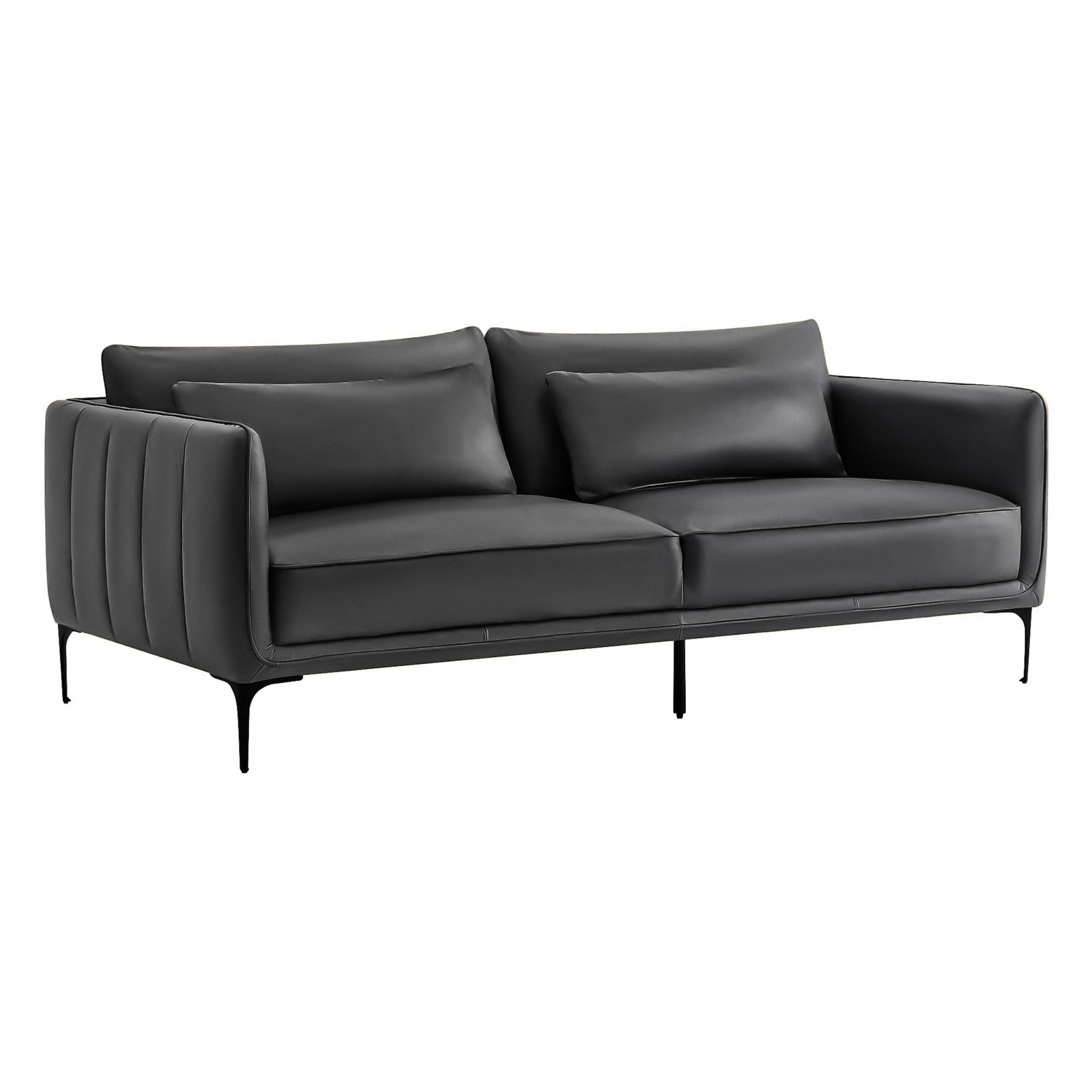 Rae Genuine Leather Upholstered Sofa, Florida Black Top Grain Genuine Leather