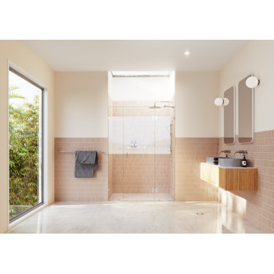 Stellar 64.5 in. W x 78 in. H Fully Frameless 3 Panel Inline Glass Hinged Shower Enclosure