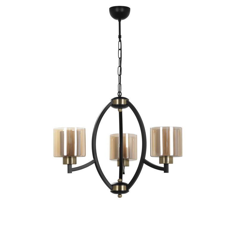 Rivera 3 - Light Shaded Chandelier, Gold, Black
