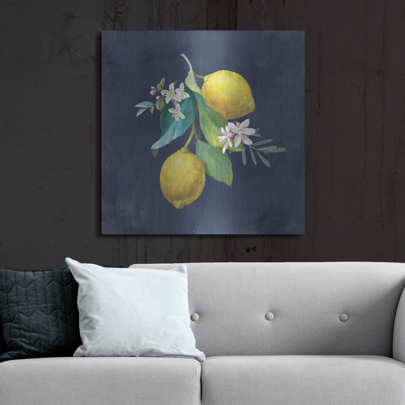 August Grove® «Lemon Branches 2» par Danhui Nai, art mural en métal, H 36 po x l 36 po