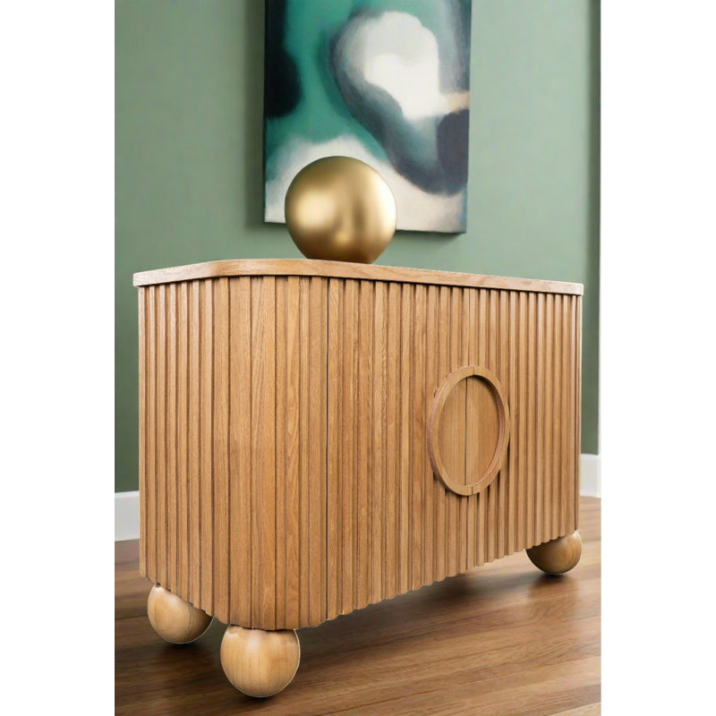 Ainis 46.5'' Wide Fluted Cabinet with2 Doors and Ball Feet – Modern Accent Cabinet or Buffet with Interior Shelves