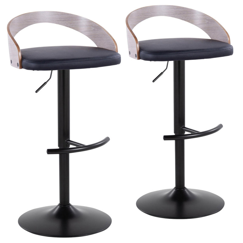 Tabouret de bar réglable et pivotant Grotto, Siège noir / cadre noir / gris clair