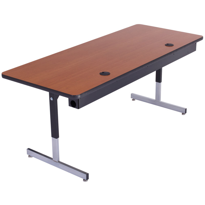 Rectangle Height Adjustable Training Table with Cable Management, 29" H x 72" W x 36" D