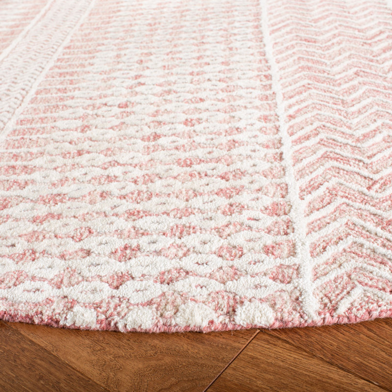 Tapis rose pâle en laine et viscose touffeté à la main Caudill, Rectangle 2 pi 3 po x 4 pi