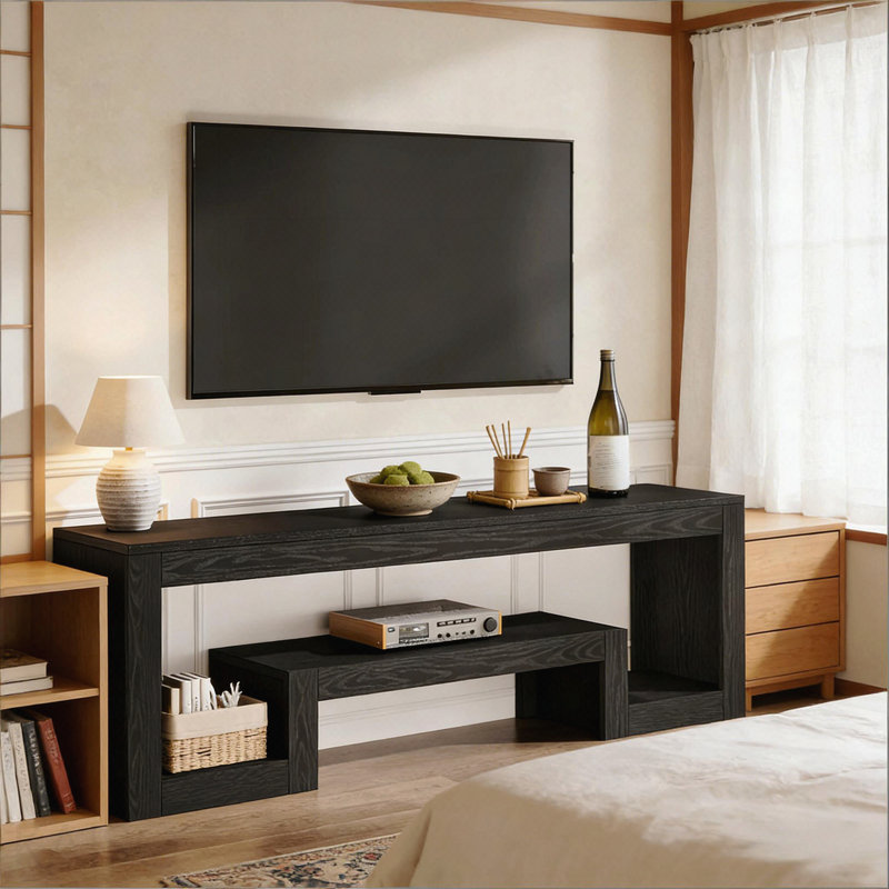 Meuble multimédia, meuble télé central, centre de divertissement minimaliste moderne pour petit salon
